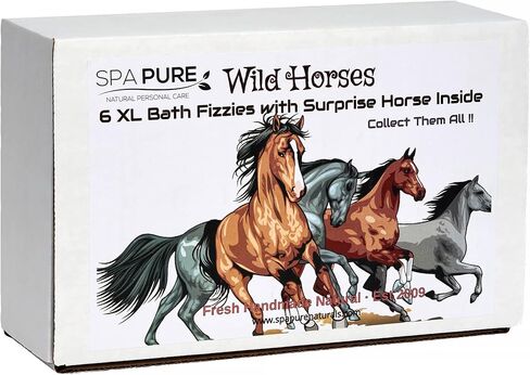Wild Horses Bath Bombs: for Kids with 6 XL Bath Bombs with Surprise Horses Inside, USA Made, Handmade, Natural Bath Bombs, Birthday Gift idea for Kids, Spa Parties in Saudi Arabia