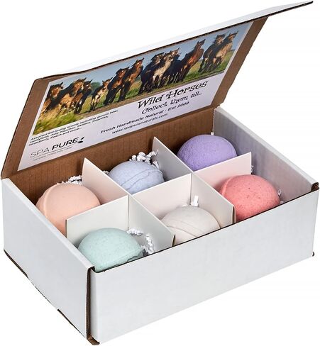 Wild Horses Bath Bombs: for Kids with 6 XL Bath Bombs with Surprise Horses Inside, USA Made, Handmade, Natural Bath Bombs, Birthday Gift idea for Kids, Spa Parties in Saudi Arabia