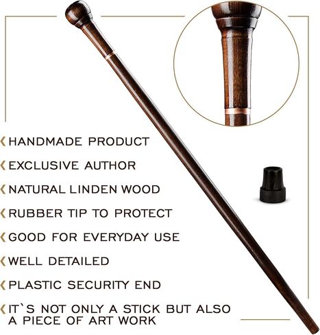 Elegant Knob Walking Stick Cane - Fashion Stylish Wooden Walking Canes Handcrafted -, 36 Inches in Kuwait