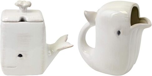Beachcombers White Ceramic Whale Cream & Sugar Set White in Saudi Arabia