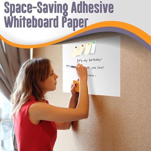 White Board Sticker 24'' x 16'' Self Adhesive Magntic Dry Erase Board Paper for Wall Whiteboard for Kids Office Home Include Marker Magnet Eraser in Saudi Arabia