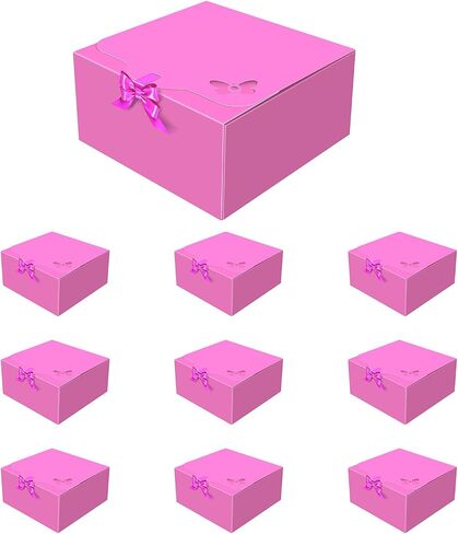 odrma Gift Boxes with Lids, 10 Pack 10x10x5 lnches Pink Gift Boxes for Gift Packaging, Bridesmaid Proposal Box, Birthday Party Favor Box, Christmas Gift Boxes, Wedding, Graduation, Holiday (Pink) in Saudi Arabia