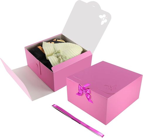 odrma Gift Boxes with Lids, 10 Pack 10x10x5 lnches Pink Gift Boxes for Gift Packaging, Bridesmaid Proposal Box, Birthday Party Favor Box, Christmas Gift Boxes, Wedding, Graduation, Holiday (Pink) in Saudi Arabia