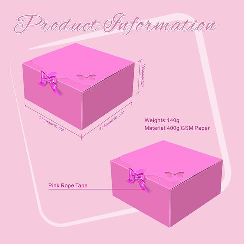 odrma Gift Boxes with Lids, 10 Pack 10x10x5 lnches Pink Gift Boxes for Gift Packaging, Bridesmaid Proposal Box, Birthday Party Favor Box, Christmas Gift Boxes, Wedding, Graduation, Holiday (Pink) in Saudi Arabia