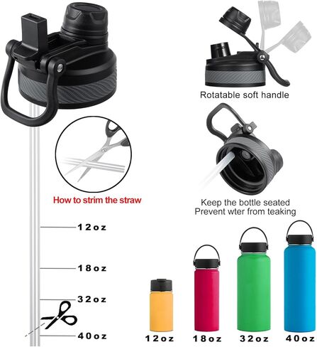 Lid for Hydro Flask Wide Mouth, 2-in-1 Straw Lid Spout Lid for Hydro Flask 12 16 20 32 40 OZ Wide Mouth Water Bottle, Chug Cap Replacement Accessories in Saudi Arabia