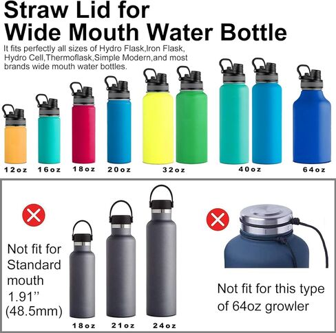 Lid for Hydro Flask Wide Mouth, 2-in-1 Straw Lid Spout Lid for Hydro Flask 12 16 20 32 40 OZ Wide Mouth Water Bottle, Chug Cap Replacement Accessories in Saudi Arabia