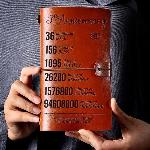 هدية 3 سنوات لها رومانسية، هدايا مجلة جلدية للذكرى الثالثة، 140 صفحة هدايا مجلة كتابة قابلة لإعادة الملء لزوجة الصديقة، هدايا رومانسية للذكرى السنوية الجلدية لها in Kuwait