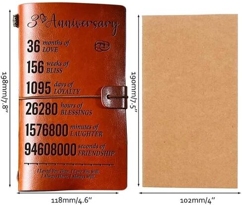 هدية 3 سنوات لها رومانسية، هدايا مجلة جلدية للذكرى الثالثة، 140 صفحة هدايا مجلة كتابة قابلة لإعادة الملء لزوجة الصديقة، هدايا رومانسية للذكرى السنوية الجلدية لها in Kuwait