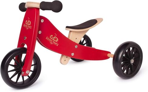 دراجة توازن خشبية ودراجة ثلاثية العجلات 2 في 1 من Kinderfeets TinyTot - تحويل من دراجة إلى دراجة ثلاثية العجلات، دراجة توازن قابلة للتعديل للأطفال والصغار، من 12 إلى 24 شهرًا in Kuwait