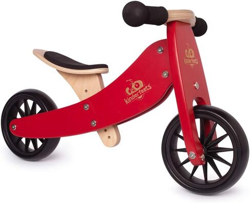 دراجة توازن خشبية ودراجة ثلاثية العجلات 2 في 1 من Kinderfeets TinyTot - تحويل من دراجة إلى دراجة ثلاثية العجلات، دراجة توازن قابلة للتعديل للأطفال والصغار، من 12 إلى 24 شهرًا in Kuwait