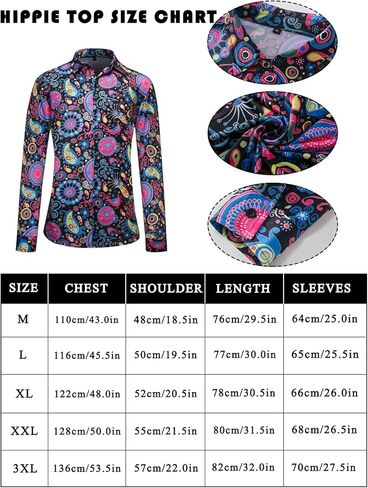 RAINDEWLL 70s Outfits for Men Disco Costume Disco Shirt Bell Bottom Pants Afro Wig Sunglasses Disco Necklace Ring Mustache in Saudi Arabia