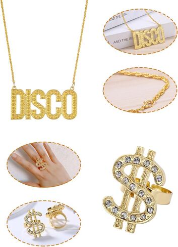 RAINDEWLL 70s Outfits for Men Disco Costume Disco Shirt Bell Bottom Pants Afro Wig Sunglasses Disco Necklace Ring Mustache in Saudi Arabia