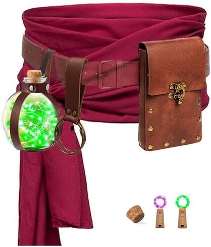 KOTORA Renaissance Costume Pirate Bandana Corset Waistband Belt Pouch Purse Skirt Hike Steampunk Medieval Halloween Sets in Saudi Arabia