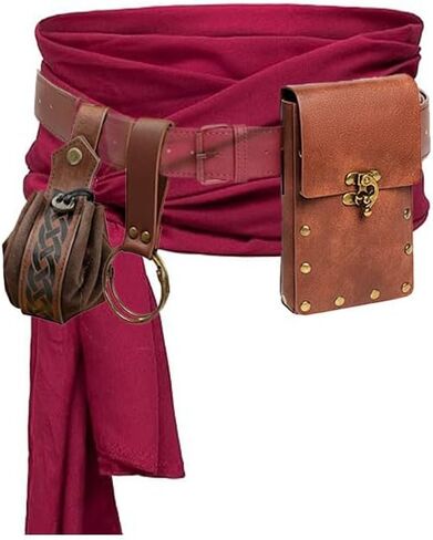 KOTORA Renaissance Costume Pirate Bandana Corset Waistband Belt Pouch Purse Skirt Hike Steampunk Medieval Halloween Sets in Saudi Arabia