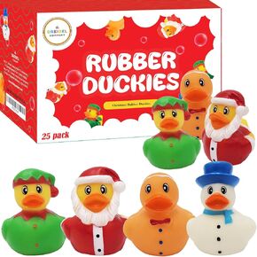 The Dreidel Company Christmas Holiday Rubber Duck Toy Duckies for Kids, Bath Birthday Gifts Baby Showers Summer Beach and Pool Activity, 2" (6-Pack) in Kuwait