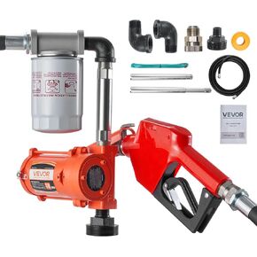 VEVOR Fuel Transfer Pump, 12V DC 10 GPM, Portable Diesel Transfer Pump Kit, with Auto Shut-Off Nozzle, Discharge Hose, Overheat Protection, Power Cable, Explosion-Proof, for Gasoline Diesel Kerosene in Kuwait