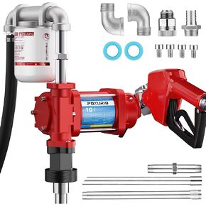 مضخة نقل الوقود، مضخة نقل 10GPM 12 فولت مع خرطوم تفريغ وفوهة أوتوماتيكية، حديد الزهر شديد التحمل للبنزين والديزل والكيروسين والديزل الحيوي in Kuwait