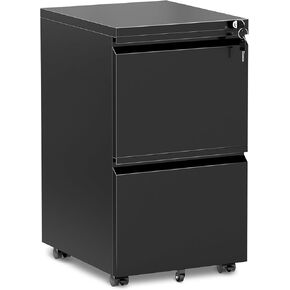INTERGREAT 3 Drawer Mobile File Cabinet with Lock, Metal Filing Cabinets for Home Office, Rolling Under Desk Organizer for Letters/Legal/A4, (Fully Assembled-Black) in Kuwait