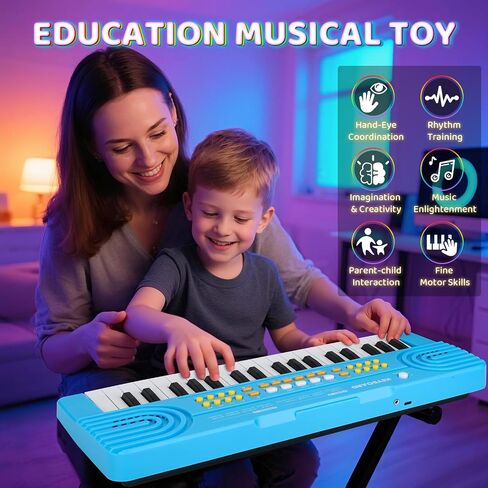 Kids Piano Keyboard Toy for Toddlers 37 Key Electric Pianos with Microphone Toys for 3 4 5 6 7 Year Old Girls Boys Birthday Christmas Gifts (Blue) in Saudi Arabia