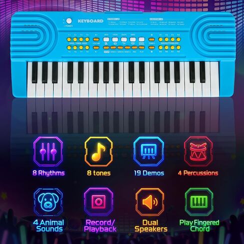 Kids Piano Keyboard Toy for Toddlers 37 Key Electric Pianos with Microphone Toys for 3 4 5 6 7 Year Old Girls Boys Birthday Christmas Gifts (Blue) in Saudi Arabia