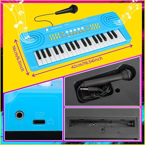Kids Piano Keyboard Toy for Toddlers 37 Key Electric Pianos with Microphone Toys for 3 4 5 6 7 Year Old Girls Boys Birthday Christmas Gifts (Blue) in Saudi Arabia