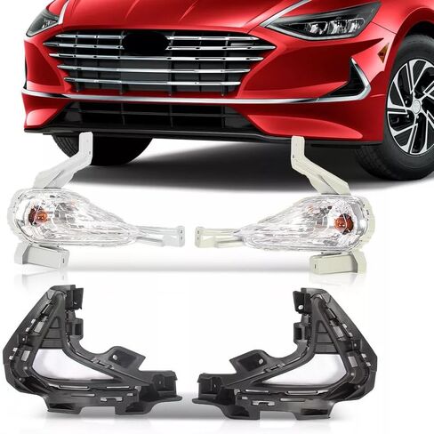 JX RACING Fog Lights Bezel Kit Compatible with Hyundai Sonata SE Hybrid 2020-2022 W/Bulbs Driver Passenger Side Pair 4PCS in Kuwait