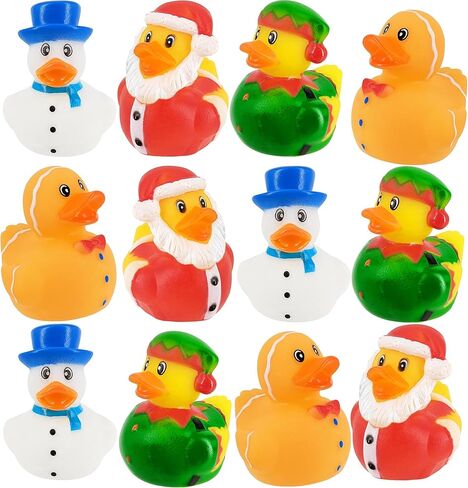 The Dreidel Company Christmas Holiday Rubber Duck Toy Duckies for Kids, Bath Birthday Gifts Baby Showers Summer Beach and Pool Activity, 2" (6-Pack) in Kuwait