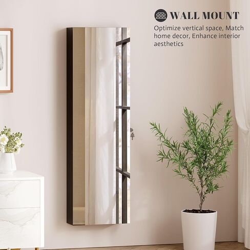 47.2" LED Jewelry Mirror Cabinet, Wall/Door Mounted Jewelry Armoire Organizer with Full Length Mirror, Large Storage Hanging Cabinet, 4 Drawers, 5 Shelves, Built-in Lighted Mirror (White) in Saudi Arabia