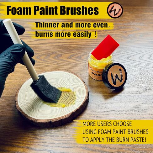 LAOBIAO Wood Burning Paste Beeswax Kit, 1 Jar Wood Burning Gel with 1 Jar Beeswax Paste, 2 Foam Paint Brushes and Squeegees for DIY Arts and Crafting & Stencil Wood Burning in Saudi Arabia