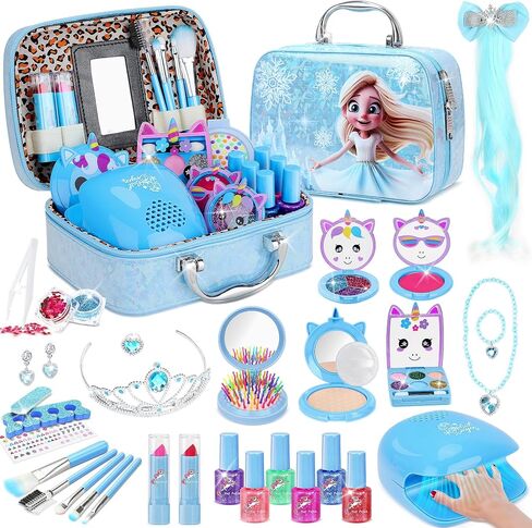 PERRYHOME Kids Makeup Kit for Girl, Unicorn Real Washable Cosmetic Set, Non-Toxic Makeup Toys, Kids Nails Set for Girls, Princess Toys & Birthday Gifts for Girls for 3 4 5 6 7 8+ Years Old (Purple) in Saudi Arabia