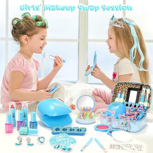 PERRYHOME Kids Makeup Kit for Girl, Unicorn Real Washable Cosmetic Set, Non-Toxic Makeup Toys, Kids Nails Set for Girls, Princess Toys & Birthday Gifts for Girls for 3 4 5 6 7 8+ Years Old (Purple) in Saudi Arabia