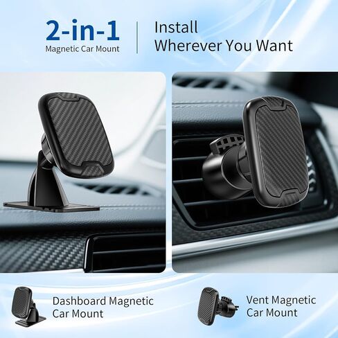 Magnetic Phone Holder for Your Car– 2-in-1 Car Mount for Dash & Vent Mounting,Cell Phone Holders for Your Car Accessories in Saudi Arabia