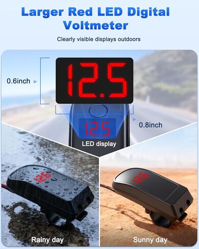 شاحن هاتف للدراجات النارية EXTRACTME، 36 وات مزدوج USB من النوع C PD 3.0 وQC 3.0 شاحن USB للدراجات النارية مع الفولتميتر ومفتاح التشغيل/الإيقاف، شحن سريع مقاوم للماء SAE إلى USB للهاتف والكمبيوتر اللوحي ونظام تحديد المواقع وما إلى ذلك in Kuwait