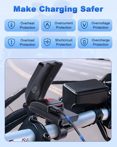 شاحن هاتف للدراجات النارية EXTRACTME، 36 وات مزدوج USB من النوع C PD 3.0 وQC 3.0 شاحن USB للدراجات النارية مع الفولتميتر ومفتاح التشغيل/الإيقاف، شحن سريع مقاوم للماء SAE إلى USB للهاتف والكمبيوتر اللوحي ونظام تحديد المواقع وما إلى ذلك in Kuwait