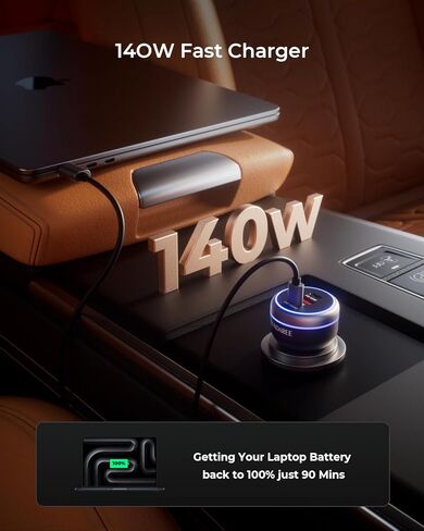 SUNDAREE 120W USB C Car Charger, Car Cigarette Lighter Adapter, Dual PD60W/PPS60W for iPhone 15/14/13/Pro Max/Pro/Samsung Galaxy and More, Fast Charger for Family Travel in Saudi Arabia