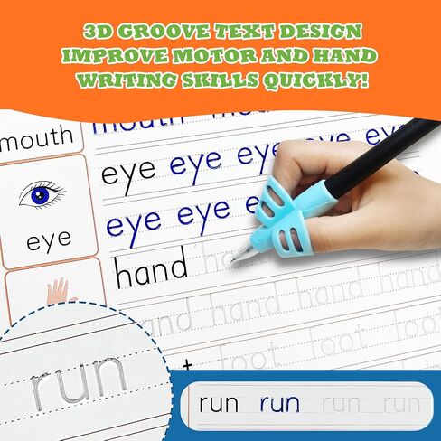 Magic Grooved Writing Practice for Kids Ages 3–8, Reusable Handwriting Workbooks with Deep Tracing Grooves – Letters, Numbers, Math & Drawing – Disappearing Ink Pens & Grips – Great Gifts for Kids in Saudi Arabia