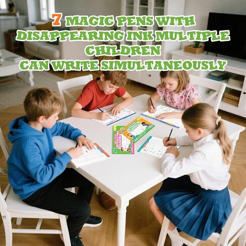 Magic Grooved Writing Practice for Kids Ages 3–8, Reusable Handwriting Workbooks with Deep Tracing Grooves – Letters, Numbers, Math & Drawing – Disappearing Ink Pens & Grips – Great Gifts for Kids in Saudi Arabia