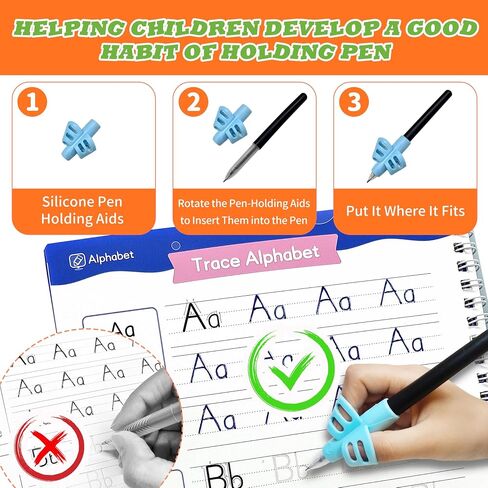 Magic Grooved Writing Practice for Kids Ages 3–8, Reusable Handwriting Workbooks with Deep Tracing Grooves – Letters, Numbers, Math & Drawing – Disappearing Ink Pens & Grips – Great Gifts for Kids in Saudi Arabia