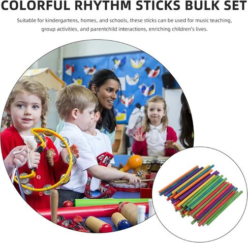 VOSAREA 50pcs Colorful Wooden Rhythm Sticks Set for Safe Natural Musical Instruments Design for Classroom Activities Boys in Saudi Arabia
