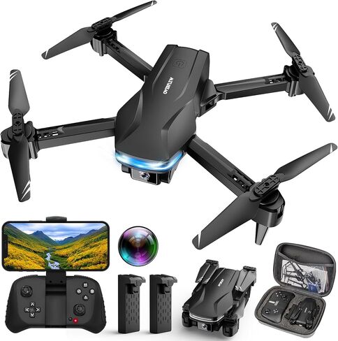 Drones with Camera for Adults 1080P HD Foldable Drone with Carrying Case Drone with One Key Take Off/Land, 3 Speed Mode, 360° Flip Dark Black in Saudi Arabia
