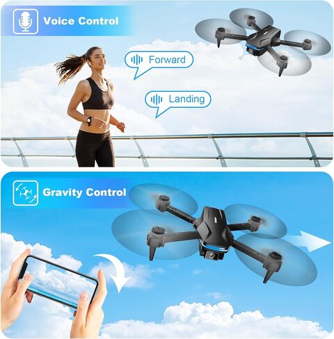Drones with Camera for Adults 1080P HD Foldable Drone with Carrying Case Drone with One Key Take Off/Land, 3 Speed Mode, 360° Flip Dark Black in Saudi Arabia