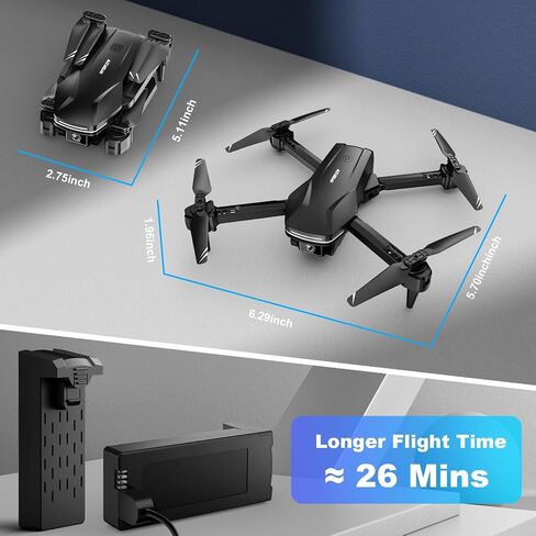 Drones with Camera for Adults 1080P HD Foldable Drone with Carrying Case Drone with One Key Take Off/Land, 3 Speed Mode, 360° Flip Dark Black in Saudi Arabia