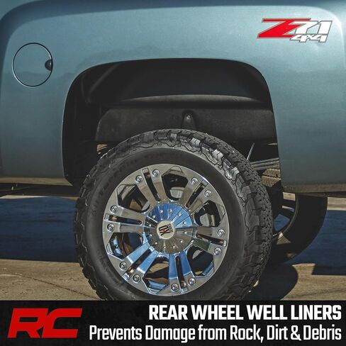 بطانات العجلات الخلفية لـ Rough Country لسيارة Chevy Silverado 1500 (2007–2013) و2500/3500 HD (2007–2010) - بطانات الرفارف الخلفية المثبتة بمسامير، صنع في الولايات المتحدة الأمريكية in Kuwait