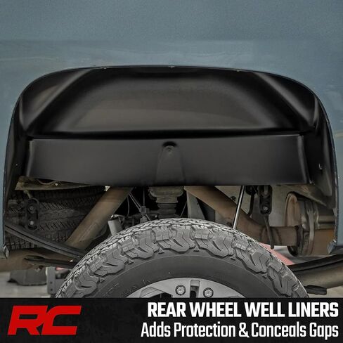 بطانات العجلات الخلفية لـ Rough Country لسيارة Chevy Silverado 1500 (2007–2013) و2500/3500 HD (2007–2010) - بطانات الرفارف الخلفية المثبتة بمسامير، صنع في الولايات المتحدة الأمريكية in Kuwait
