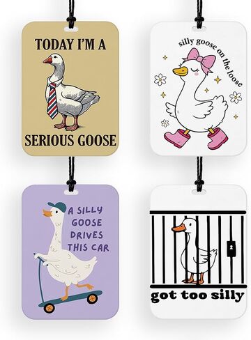 4 قطع من معطرات الجو للسيارة من Silly Goose ملحقات السيارة المضحكة للنساء والرجال، معطرات هواء لطيفة لسيارات الإوز السخيفة، ديكور للحمام المرآة in Kuwait