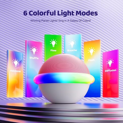 Mini Karaoke Machine for Kids with 2 Wireless Microphones, Portable Bluetooth Speaker Gift for Girls Toys 4, 5, 6, 7, 8, 9, 10, 12+ Years, LED Lights Chritmas Birthday Festival for Party, Home(Purple) in Saudi Arabia