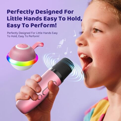 Mini Karaoke Machine for Kids with 2 Wireless Microphones, Portable Bluetooth Speaker Gift for Girls Toys 4, 5, 6, 7, 8, 9, 10, 12+ Years, LED Lights Chritmas Birthday Festival for Party, Home(Purple) in Saudi Arabia