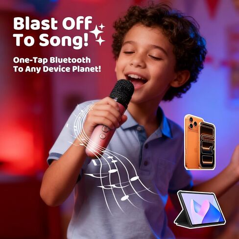 Mini Karaoke Machine for Kids with 2 Wireless Microphones, Portable Bluetooth Speaker Gift for Girls Toys 4, 5, 6, 7, 8, 9, 10, 12+ Years, LED Lights Chritmas Birthday Festival for Party, Home(Purple) in Saudi Arabia