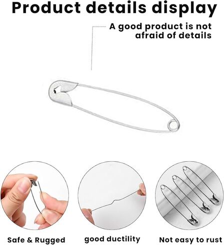 150-Pack Safety Pins Assorted - 5 Sizes Small to Large, Nickel Plated Steel Pins for Clothes, Costume Sewing, Arts and Crafts, Durable and Rust-Resistant, Silver in Saudi Arabia