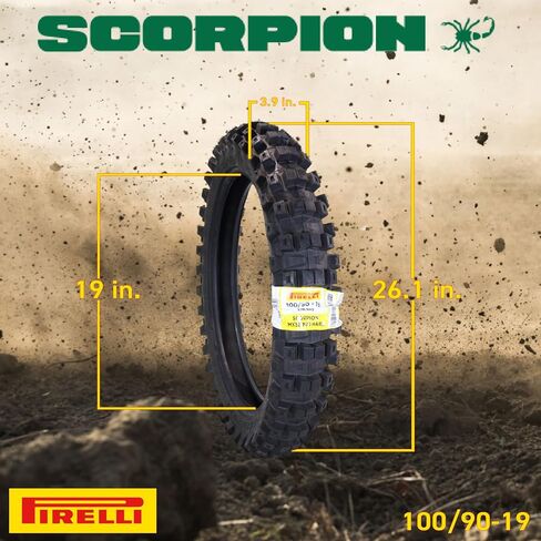 إطار الدراجة النارية الخلفي Pirelli Scorpion MX32 Mid-Hard 100/90-19 (57M) - إطار موتوكروس للمنافسة؛ نوع أنبوب NHS مع نمط مداس متقدم للجر والكبح والمتانة على الأراضي المتوسطة إلى الصلبة in Saudi Arabia